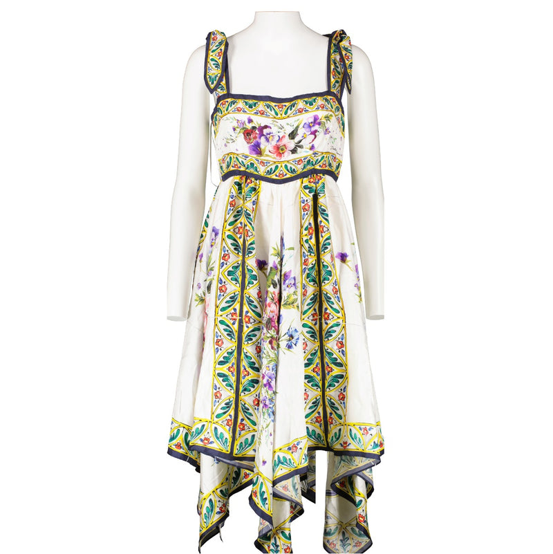 Dolce & Gabbana Floral-Print Silk Handkerchief Dress