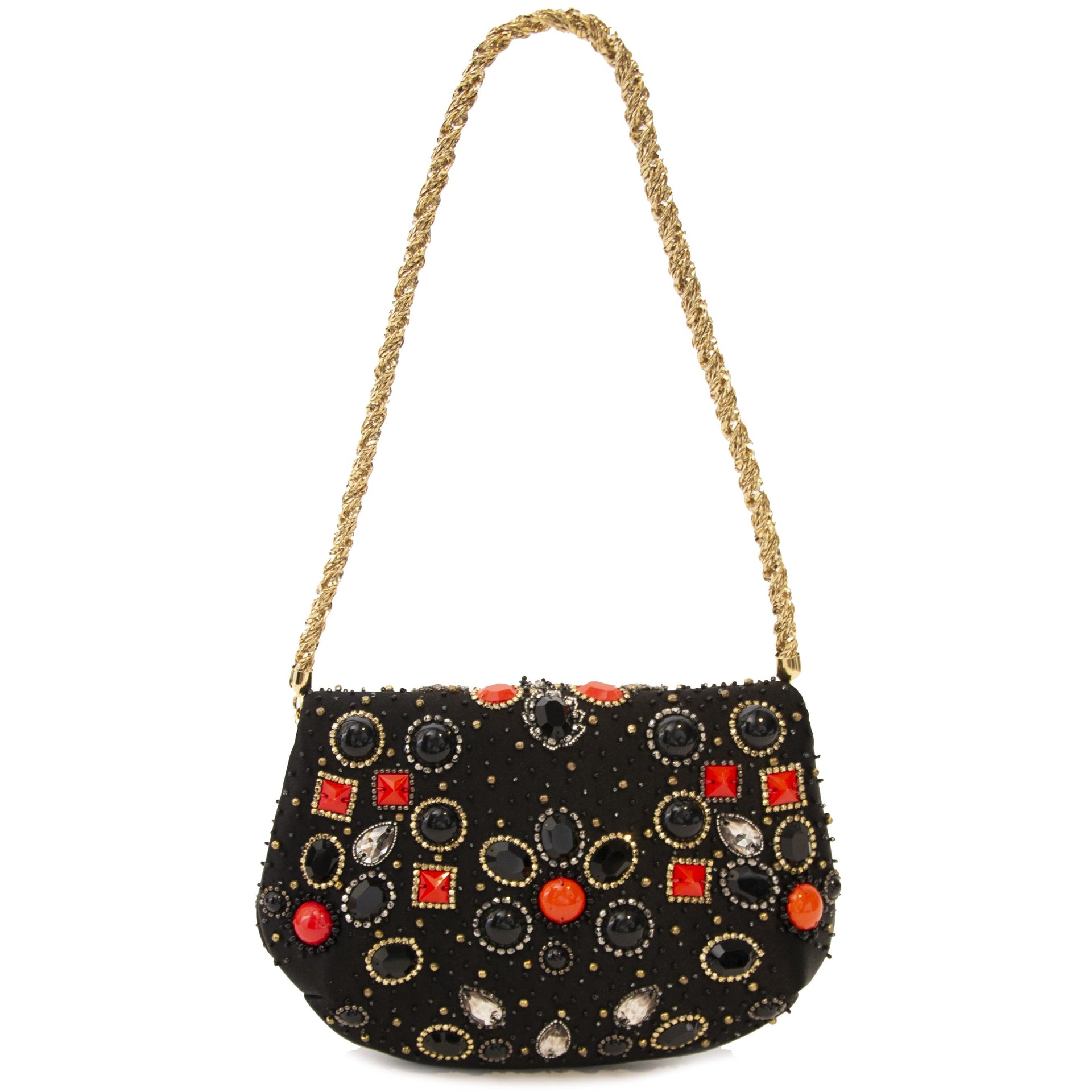Dolce & Gabbana Black Miss Bijoux Embellished Chain Clutch now at labellov.com antwerp