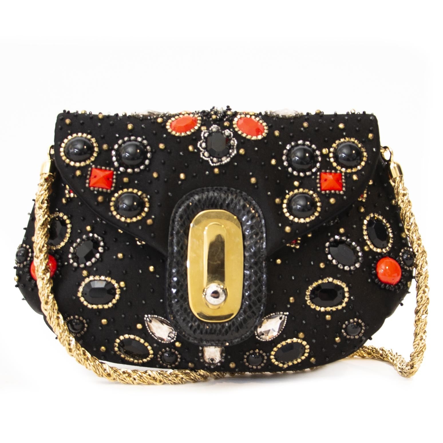 looking for a Dolce & Gabbana Black Miss Bijoux Embellished Chain Clutch? now online at labellov.com for the best price