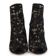 Dolce & Gabbana Lace Mesh Peep-Toe Ankle Boots - size 38 1/2 (