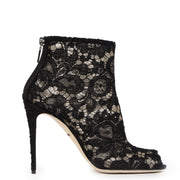 Dolce & Gabbana Lace Mesh Peep-Toe Ankle Boots - size 38 1/2 (