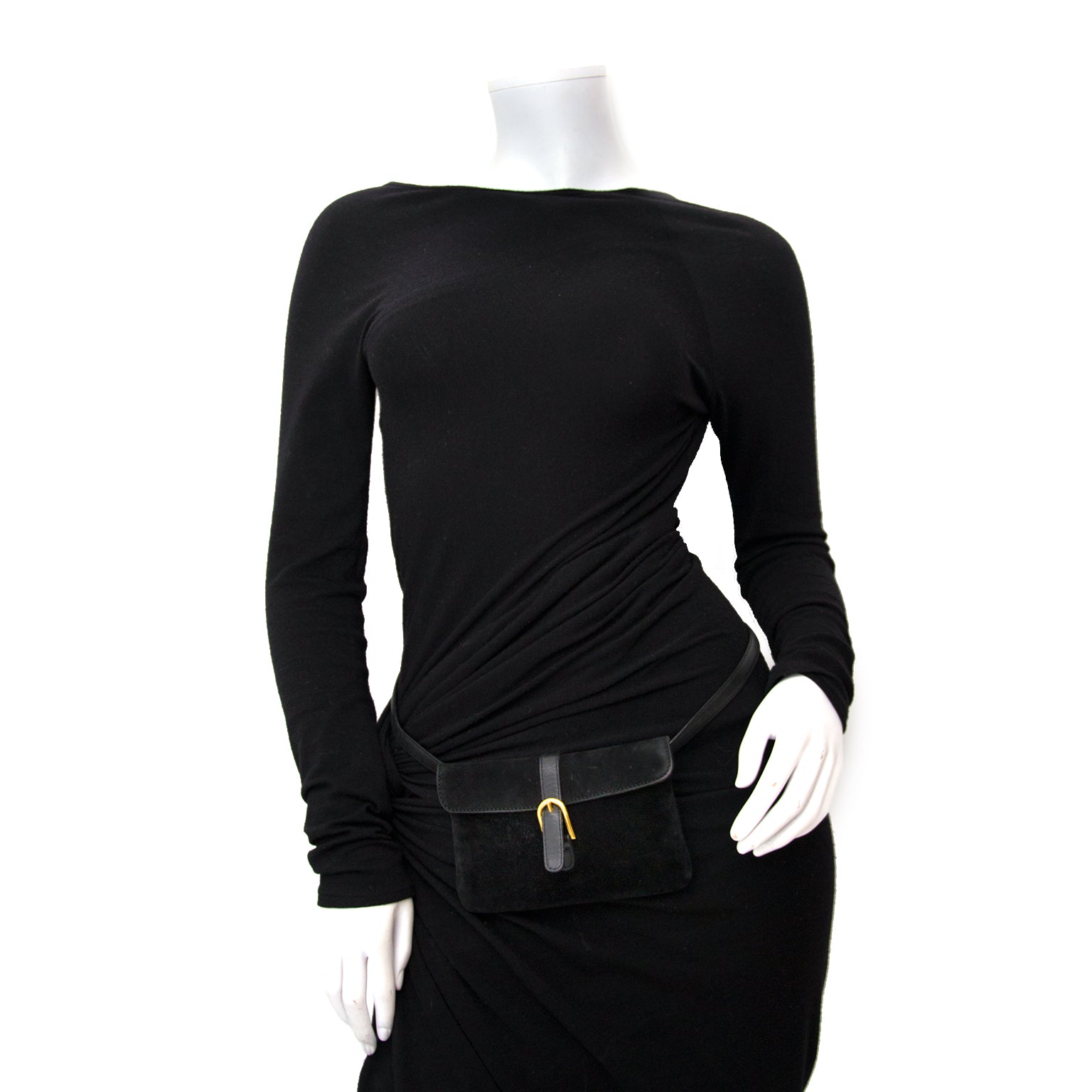 Acheter en ligne chez Labellov.com Delvaux Black Suède Belt Bag - Size:95