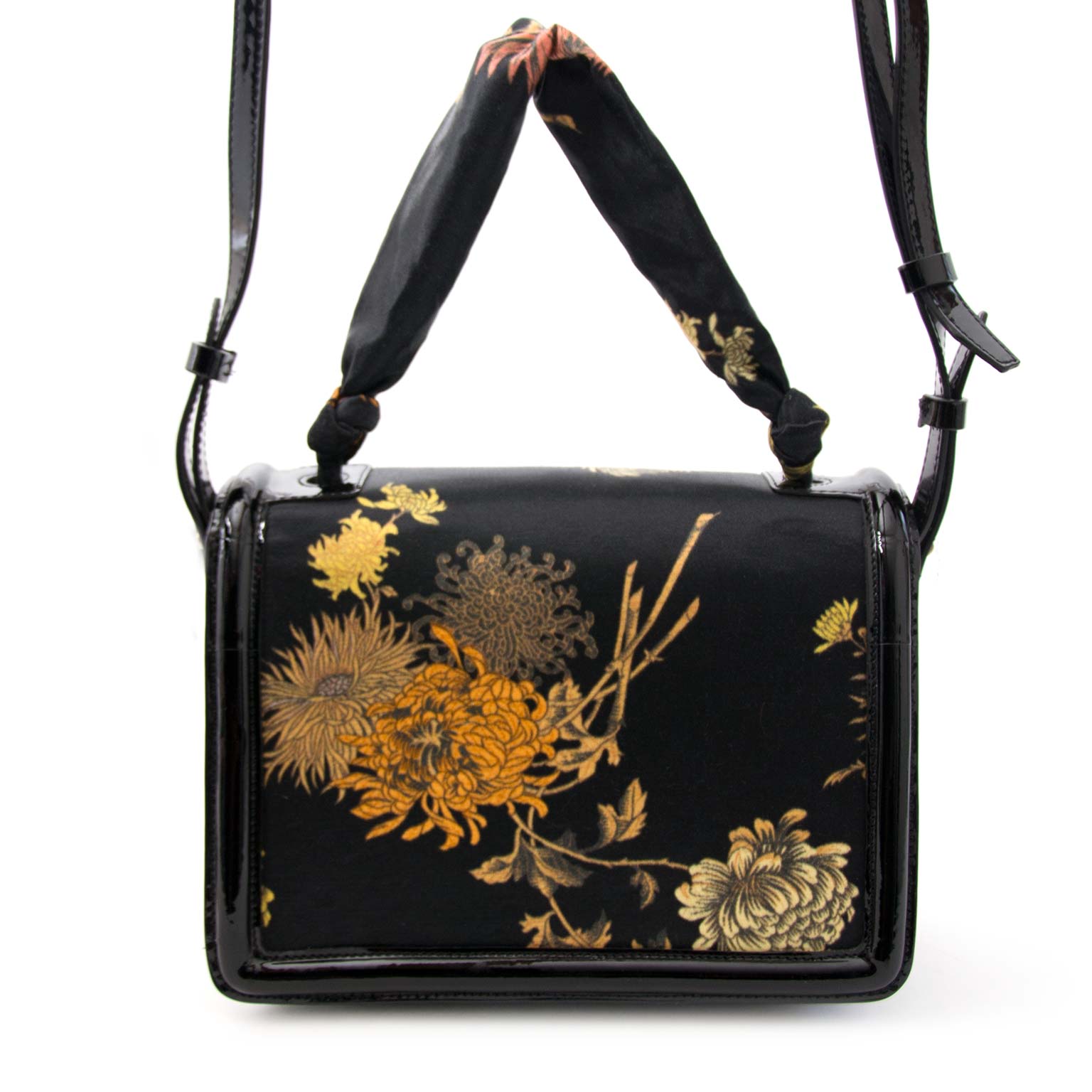 Dries Van Noten Patent and Oriental Fabric Bag – Labellov