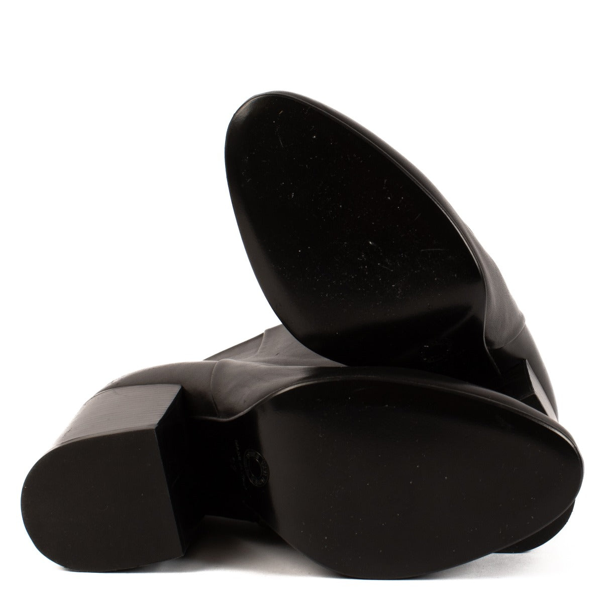 Dries Van Noten Black Leather Block Heel Ankle Boots - Size 37