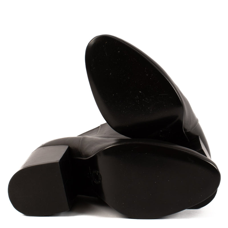 Dries Van Noten Black Leather Block Heel Ankle Boots - Size 37