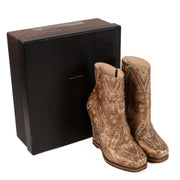 Dries Van Noten Tapestry Print Wedge Heel Ankle Boots