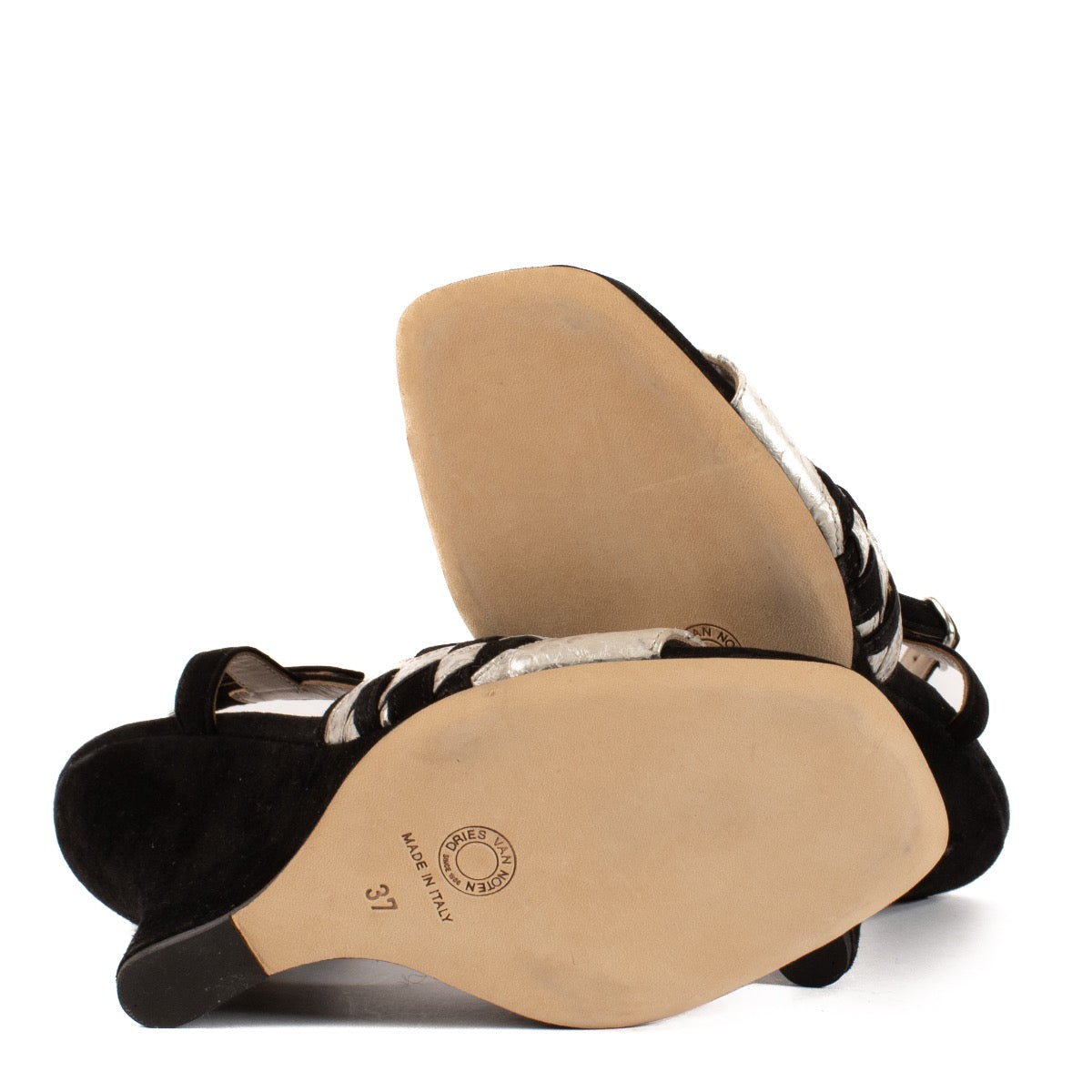 shop 100% authentic second hand Dries Van Noten Silver Black Wedge Heels - Size 37 on Labellov.com