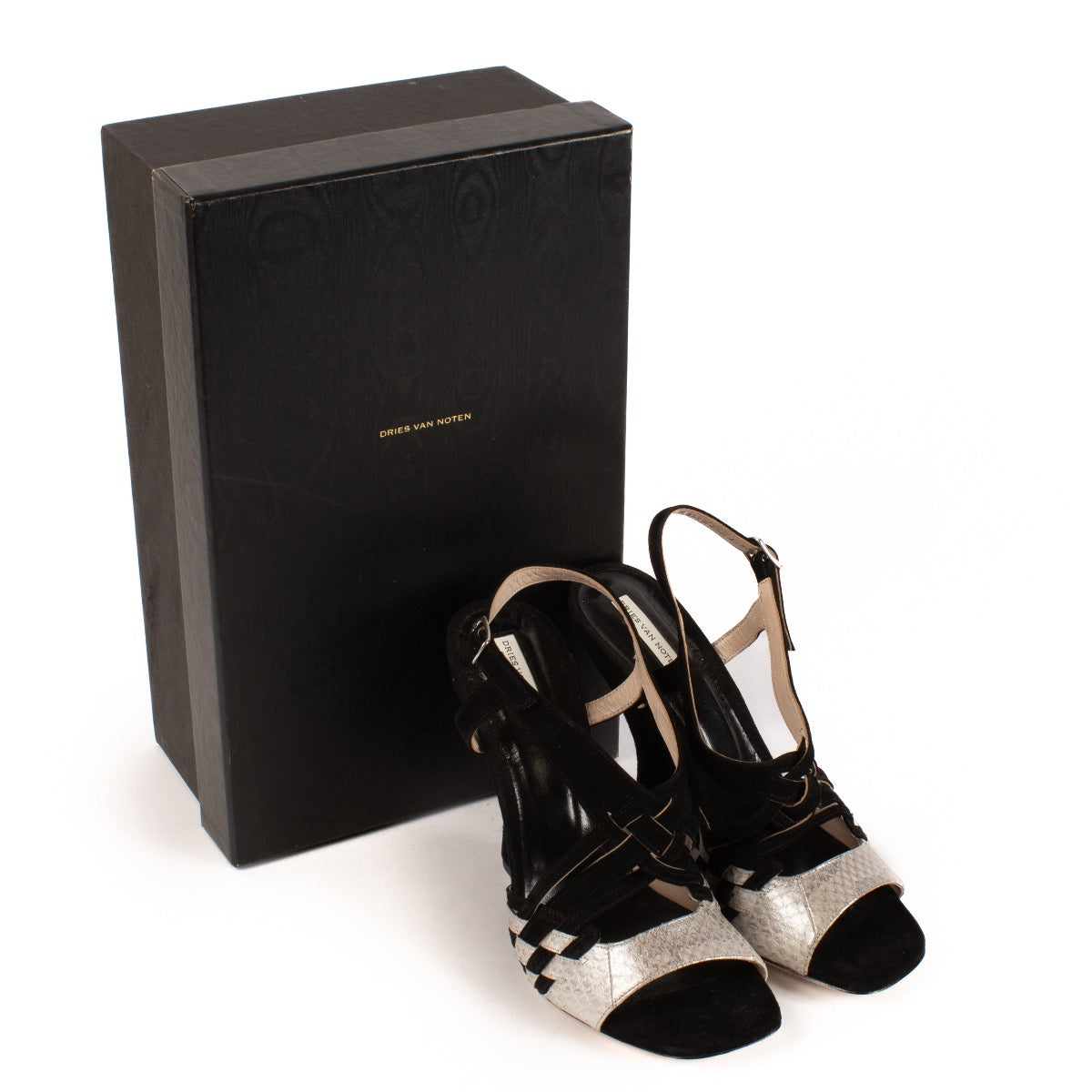 shop 100% authentic second hand Dries Van Noten Silver Black Wedge Heels - Size 37 on Labellov.com