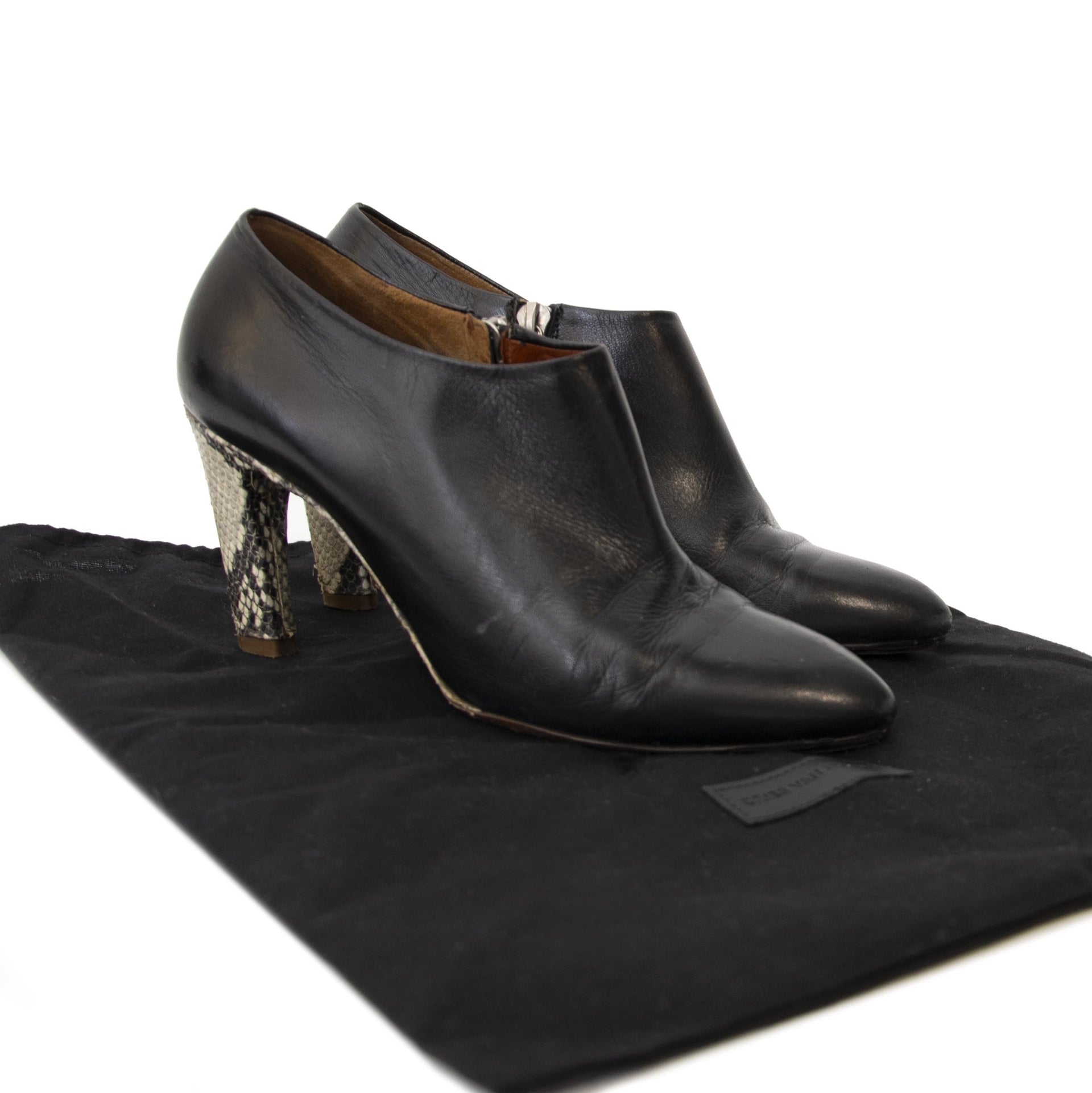 Authentique seconde main vintage Dries Van Noten Black Python Ankle Boots - size 37 achète en ligne webshop LabelLOV