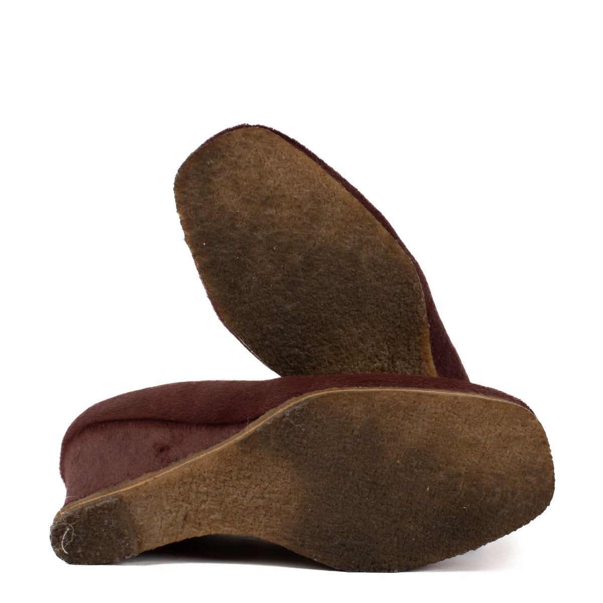 Shop safe online at Labellov in Antwerp, Brussels and Knokke these 100% authentic second hand Dries Van Noten Purple Ponyhair Wedge Heels - size 37
