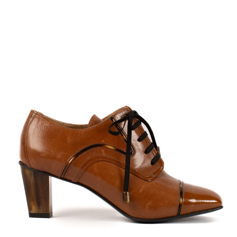 shop 100% authentic second hand Dries Van Noten Cognac Lace-up Booty Pumps - Size 37 on Labellov.com