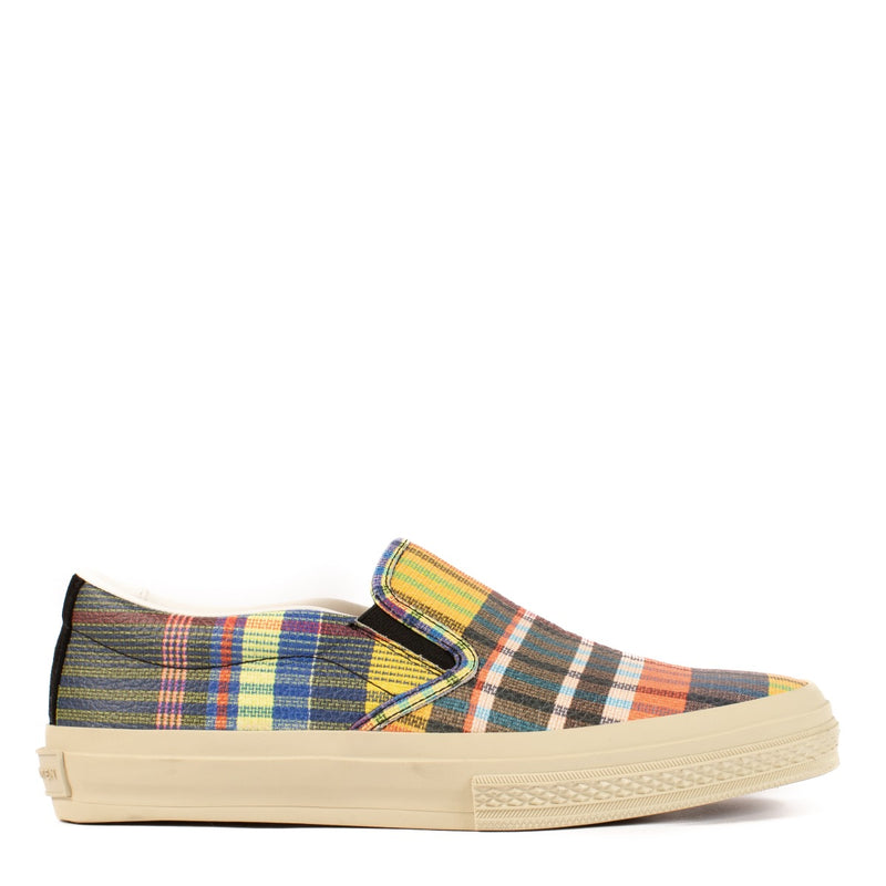 Dries Van Noten Madras-Plaid Leather Slip-On Sneakers