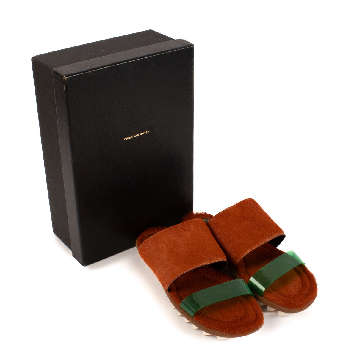 shop 100% authentic Dries Van Noten Orange Pony Hair Flats - Size 37 on Labellov.com