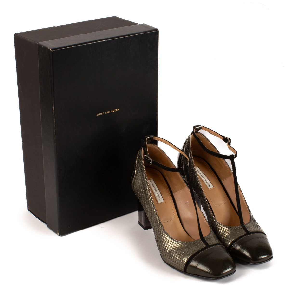 shop 100% authentic second hand Dries Van Noten Python T-strap Pumps - Size 37 on Labellov.com