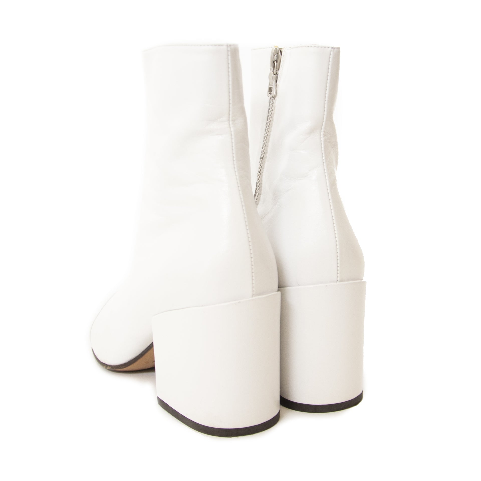 Secondhand Dries Van Noten White Leather Ankle Boots - Size 37