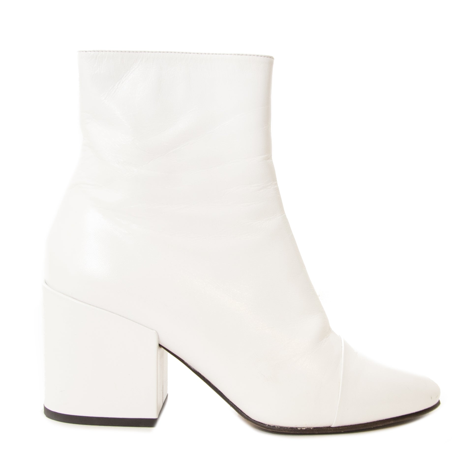 Dries Van Noten White Leather Ankle Boots Size 37 at Labellov