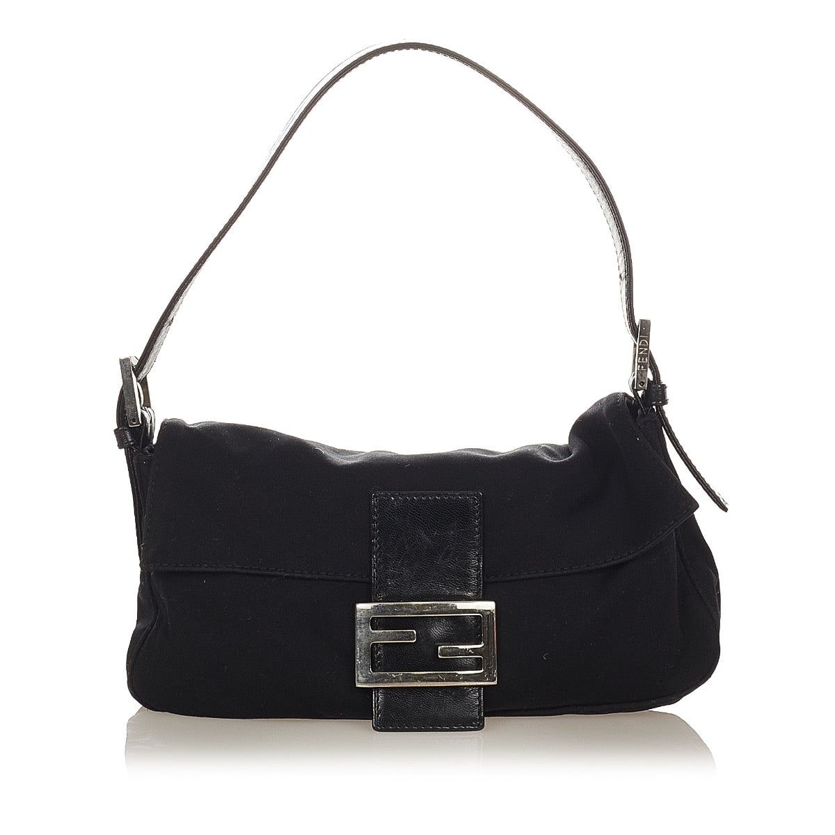 Buy an authentic second hand Fendi Black Nylon Baguette Shoulder Bag in very good condition at Labellov