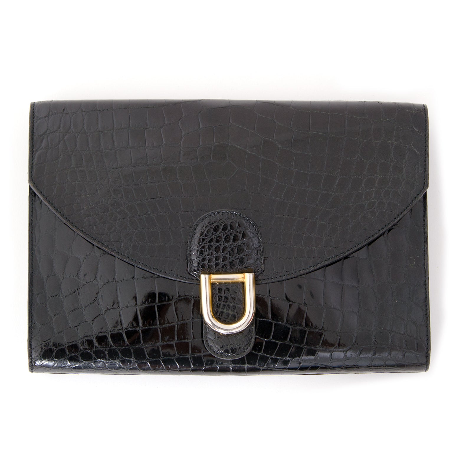 buy safe online secondhand designer vintage Delvaux croco clutch best price online webshop labellov