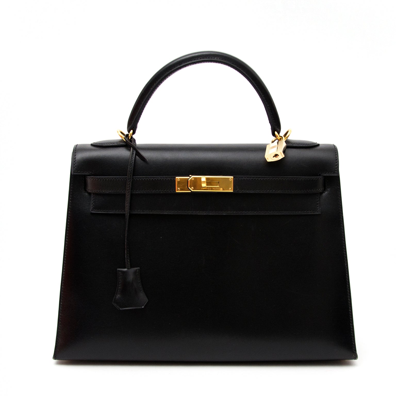 comme neuf sac a main Hermès Kelly 32 Black Boxcalf pour le meilleur prix