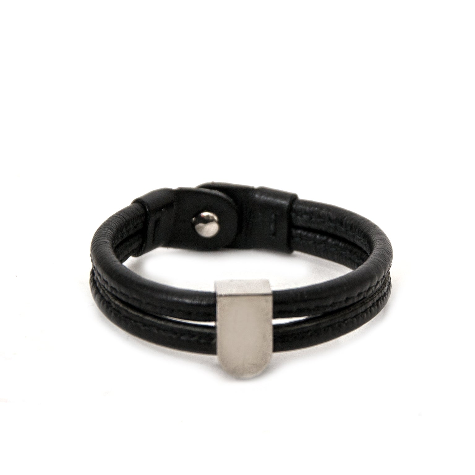 Delvaux Black Leather D Bracelet