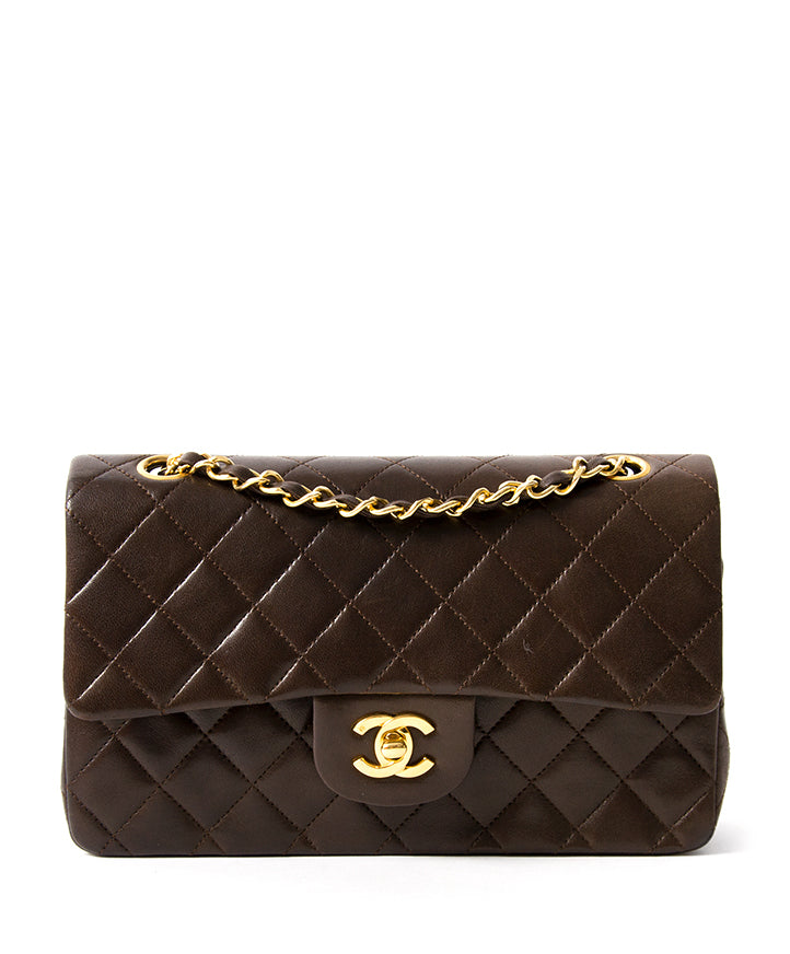 Chanel Small Classic Flap Bag in Chocolate Brown GHW secondhand authentic safe online shopping webshop flap bag Antwerp Belgium LabelLOV labels high end brands designer it bag luxury fashion
