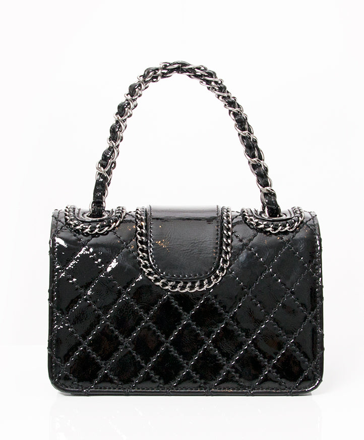 Chanel Black Patent Lambskin Evening Bag.acheter en ligne pour le meilleur prix seconde main