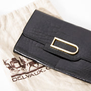 Vintage Preowned Delvaux Pochette Clutch Croco Black
