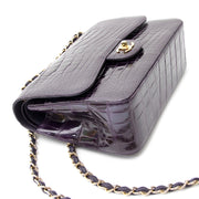shop online secondhand real real luxury handbags at the best price like new Rare Chanel Aubergine Alligator Jumbo Double Flap Bag