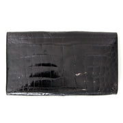 Vintage Preowned Delvaux Pochette Clutch Croco Black