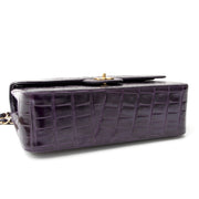 authentic luxury Rare Chanel Aubergine Alligator Jumbo Double Flap Bag , worldwide shipping