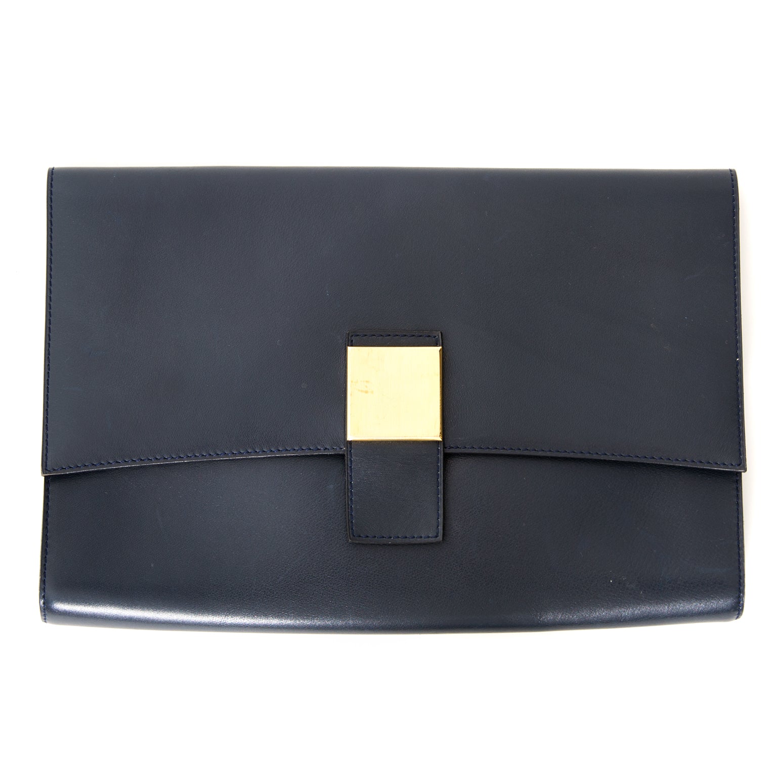 buy safe online best price Delvaux Dark Blue Clutch With Golden Clasp. acheter en linge secondemain sac a main Delvaux Dark Blue Clutch With Golden Clasp comme neuf