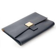 Delvaux Dark Blue Clutch With Golden Clasp Shop online exclusive designer