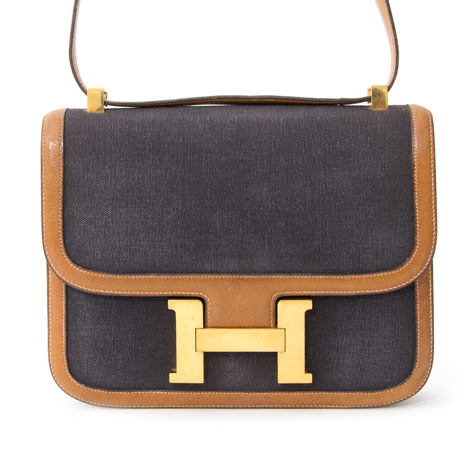 koop online tweedehands Hermes Constance Leather Canvas tweedehands in goede staat webshop , showroom antwerpen.