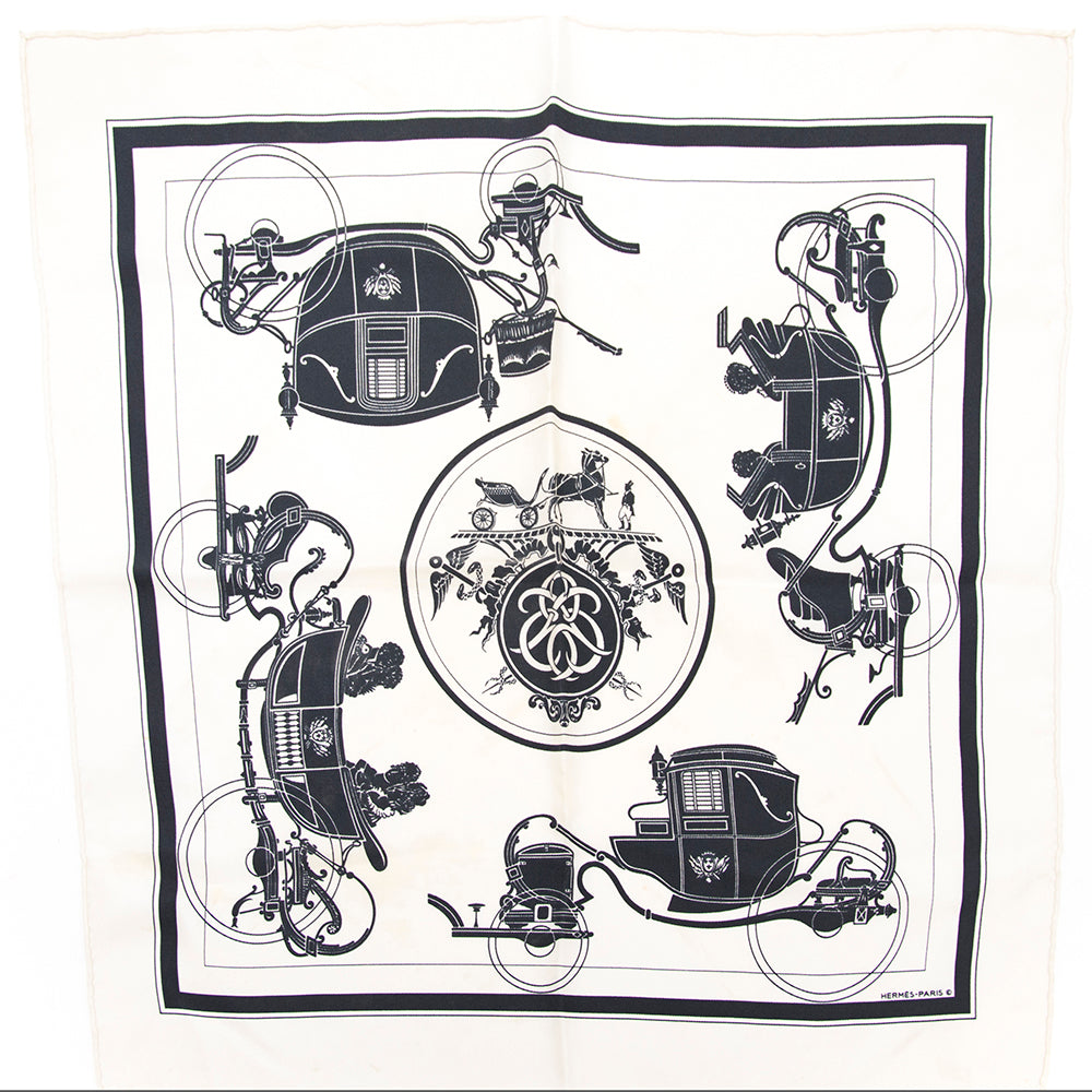 Acheter vintage Hermès Mini Silk Carré 'Horse Carriage Coach' foulards pour le meilleur prix.