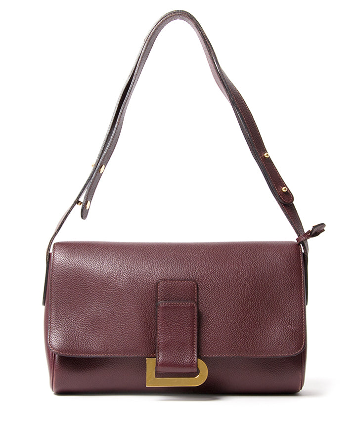 Delvaux Burgundy Shoulder Bag authentique seconde main en ligne shopping webshop Anvers Belgique LabelLOV mode en vogue style designer marques luxe sacs