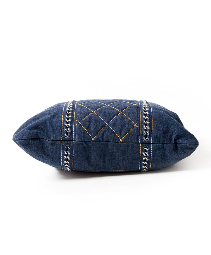 Chanel Blue Denim & Chain Tote koop veilig online tweedehands chanel