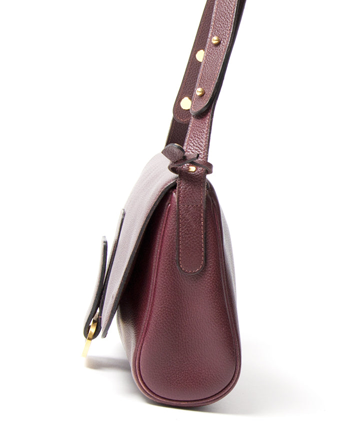 Delvaux Burgundy Shoulder Bag tweedehands authentiek veilig online shoppen winkelen LabelLOV Antwerpen België mode stijl designer ontwerpers merken luxemerken luxetassen tassen