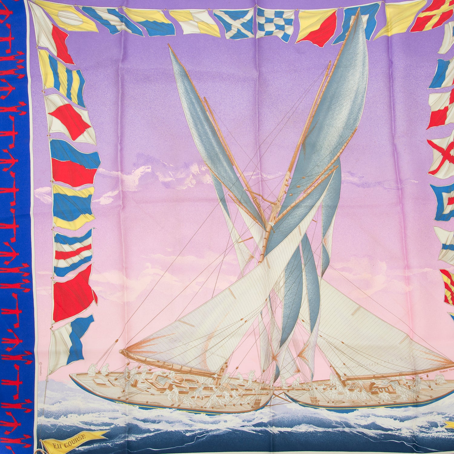 Vintage Hermès Silk Carré 'En Course' Scarf for the best price at Labellov webshop. Safe and secure online shopping with 100% authenticity. Vintage Hermès Silk Carré 'En Course' foulards pour le meilleur prix.