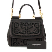 koop online aan de beste prijs Dolce & Gabbana Mini Sicily Bag Cutwork Napa Leather net als nieuw webshop LabelLov, antwerpen