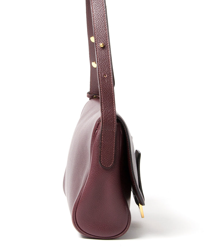 Delvaux Burgundy Shoulder Bag secondhand authentic safe online shopping webshop Antwerp Belgium LabelLOV fashion style high end labels luxury brands designer