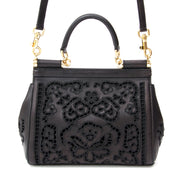 designer luxury second hand brand Dolce & Gabbana Mini Sicily Bag Cutwork Napa Leather