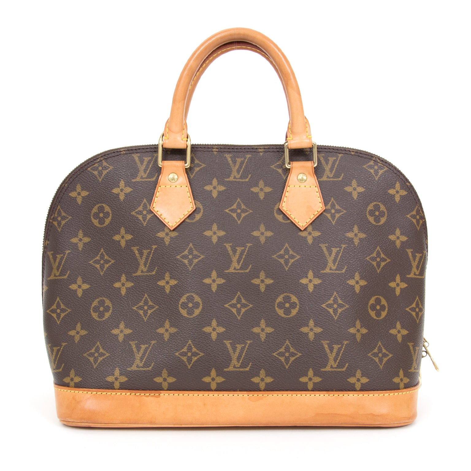 Louis Vuitton Classic Monogrammed Alma MM Bag sales designer bags leather authentic authenticity safe shopping webshop online trends designer luxury brands Antwerp Belgium Fashion