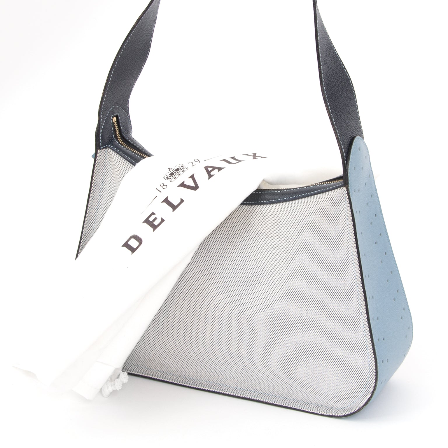 Delvaux Toile Hobo Bag Blue shop sell resell international shipping