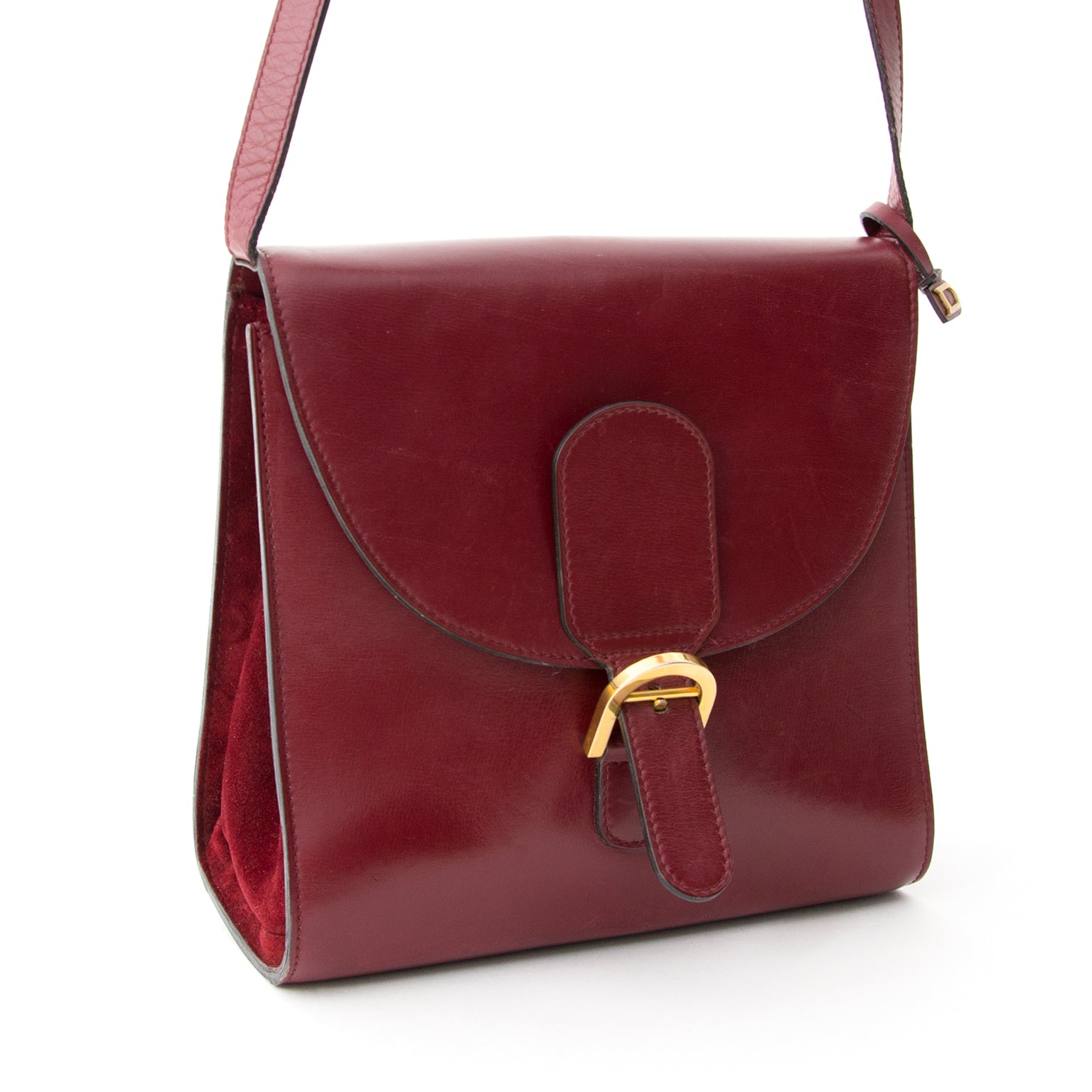 Vintage Bordeaux Delvaux Shoulder Bag tweedehands vintage designer handtassen kopen online