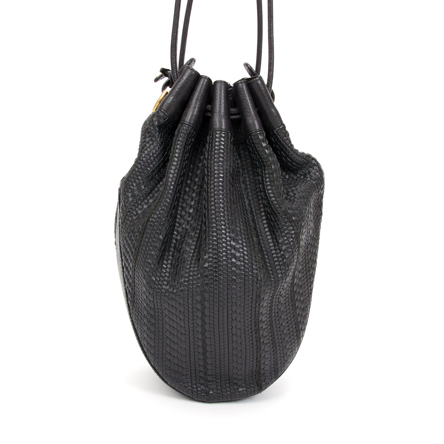 acheter en ligne secondemain Delvaux noir 'toile de cuir' bucket bag comme neuf pour le meilleur price