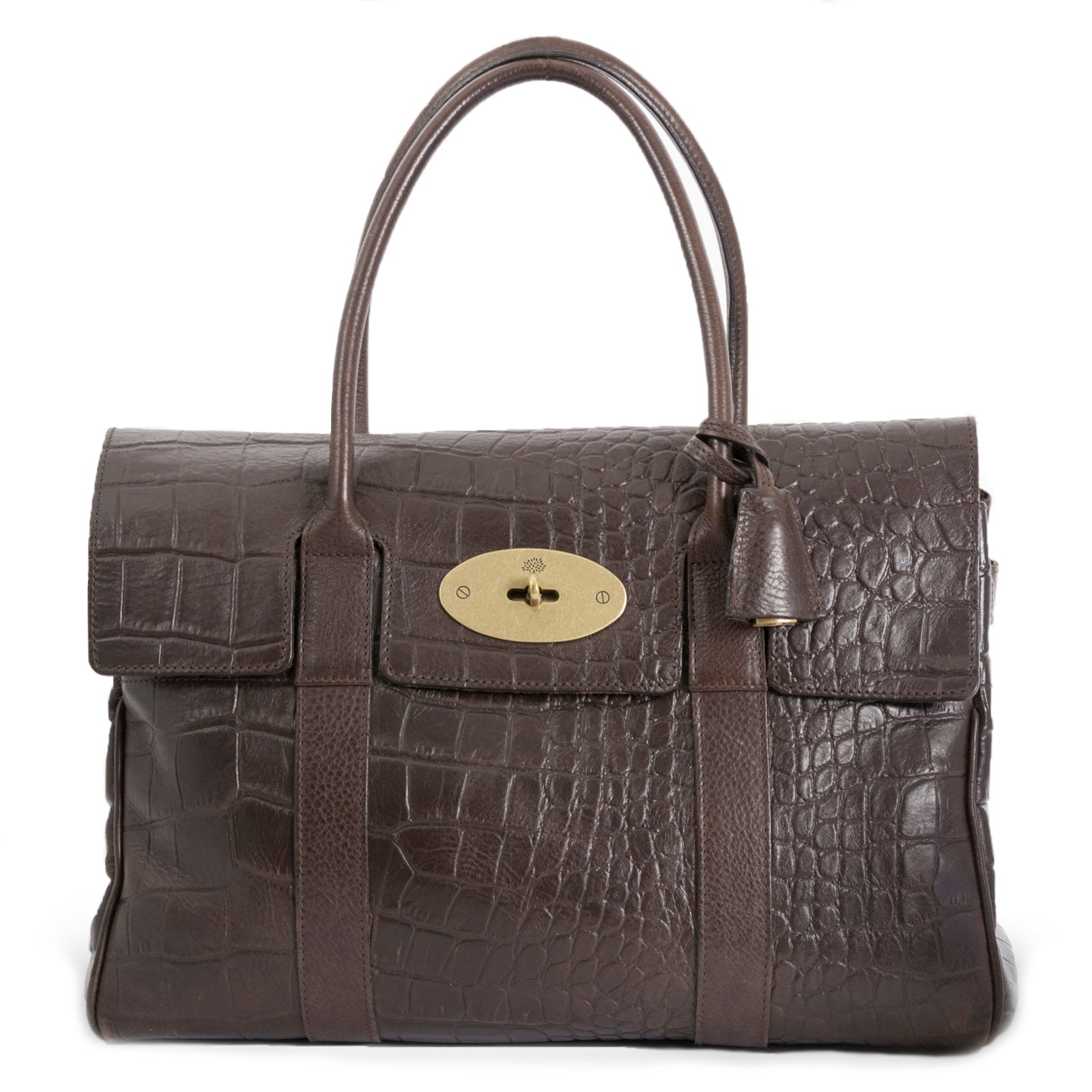 Mulberry Brown Croco Embossed Bayswater Tote