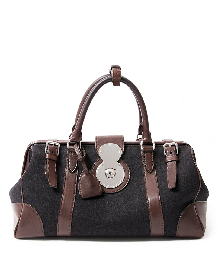 Ralph Lauren Textile & Leather Trim Doctor Bag seconde main occassion sac a main en europe en ligne labellov anvers
