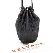Buy safely online at the best price Delvaux black 'toile de cuir' bucket bag