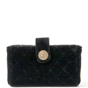 Authentic Chanel Black Quilted Velvet Mini Purse Clutch Darling mini Chanel clutch or purse. In thick, rich black velours with golden logo button.