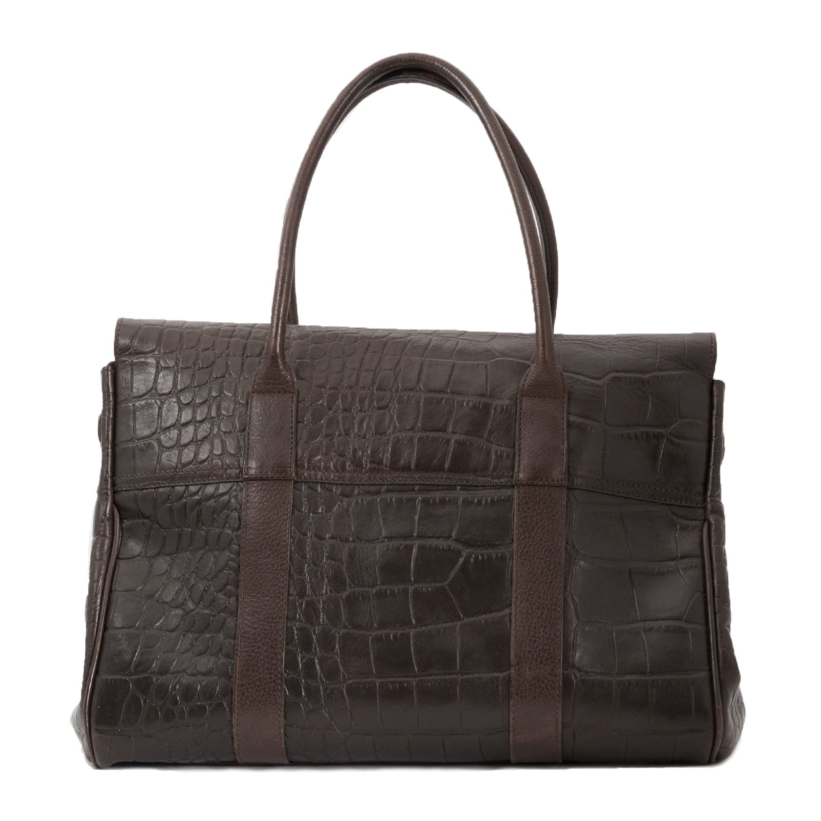 Mulberry Brown Croco Embossed Bayswater Tote